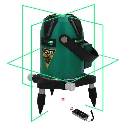 SOZOKI Full-Line Electronic Leveling Green Laser Level SL-68GPE (Standard Set) with Remote Control, Two 6400mAh Lithium Batteries, Approx. 20 Hours of
