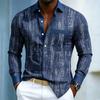 Men's High-quality Long Sleeved Shirt with White and Blue Contrasting Colors, Trendy Business Casual Long Sleeved Slim Fit Shirt