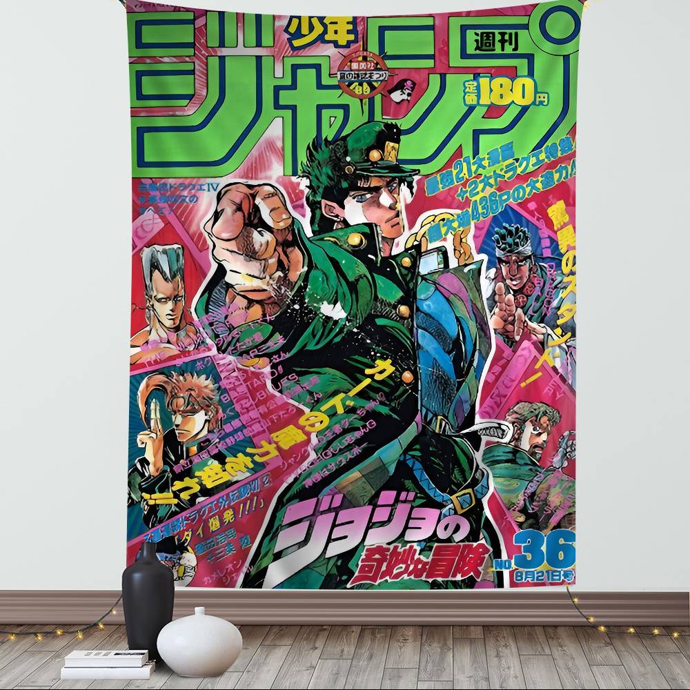 Anime JoJo Bizarre Adventure Retro Tapestry Art Printing Cheap Hippie Wall Hanging Wall Tapestries Mandala Art Home Decor