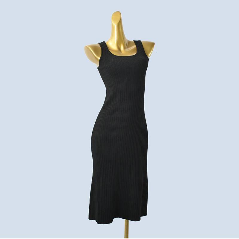 U-Neck Vest Sleeveless Pure Color Silm Slim Looking All-Matching A- Line Skirt Mid-Length Dress Spring and Summer Women Inner Wear Outer Wear Women