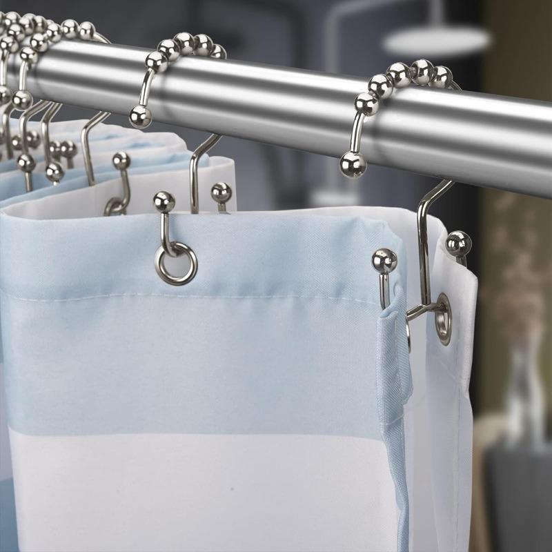 Shower Curtain Hooks Rings, Rust Resistant Metal Double Glide Shower Hooks Rings for Bathroom Shower Rods Curtains, Set of 12 Hooks