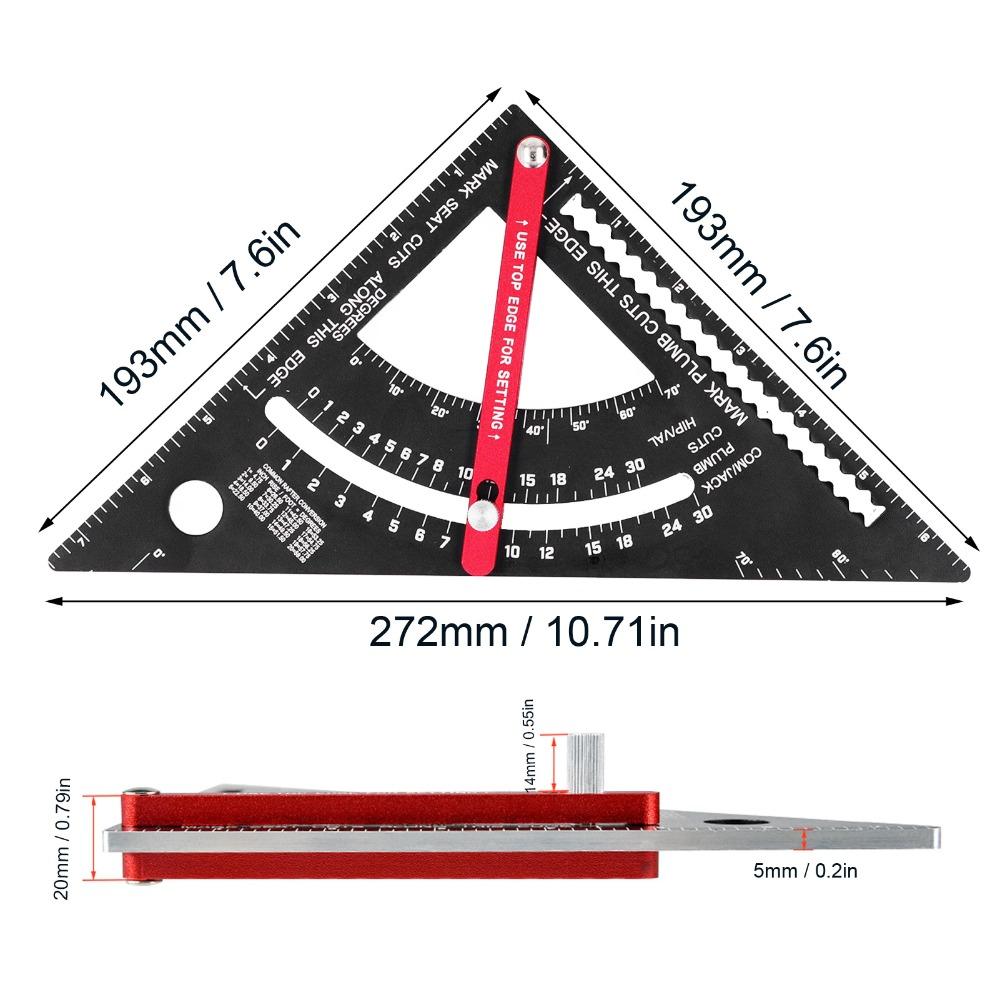 Adjustable Angle Woodworking Triangle Ruler 7 Inch Adjustable Rafter Framing Square Framing