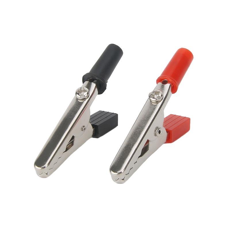 10pcs Plastic Handle Test Probe Metal Alligator Clips Connector Connect Socket Plug for Battery