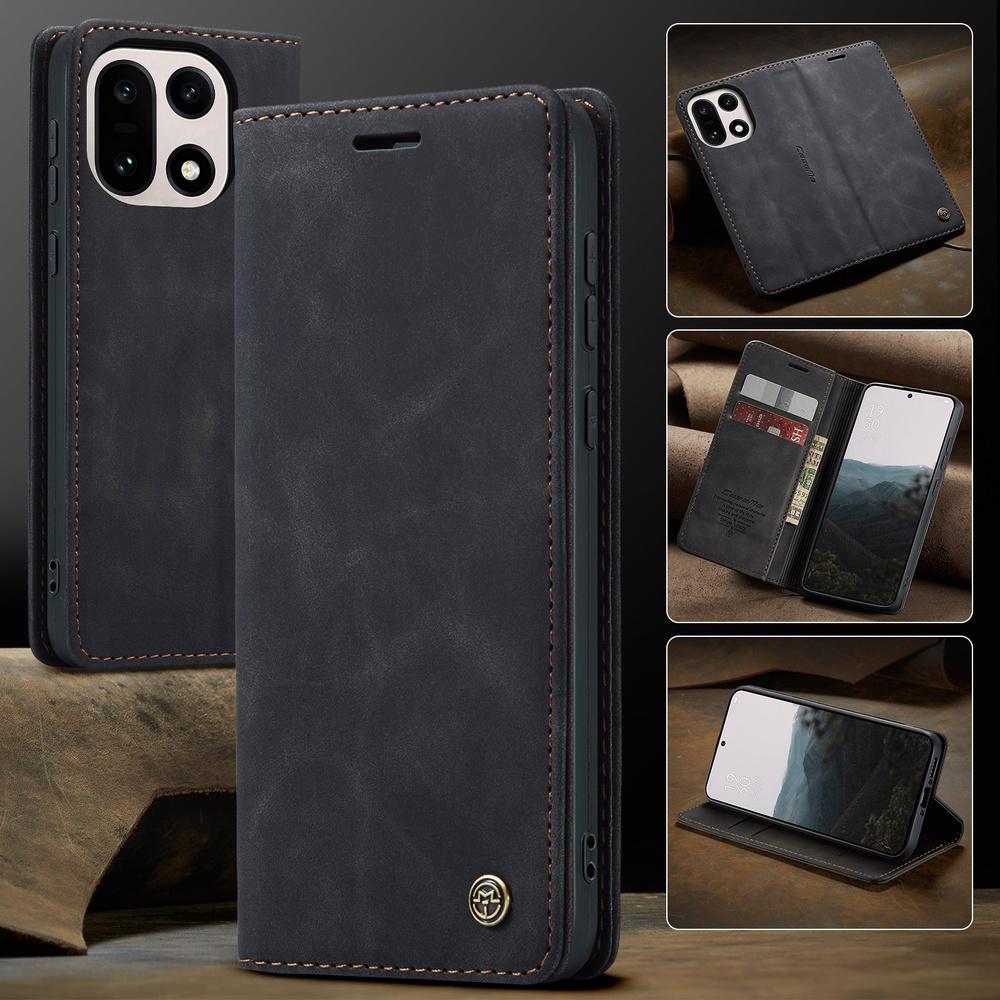 CASEME Case for OnePlus 15, Leather Wallet Case, Black