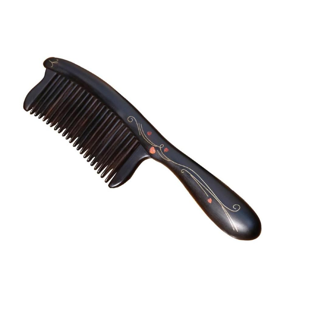 Heart-Shaped Cloisonné Copper and Zitan Wood Comb with Mortise and Tenon Jointing – Handmade for Smooth Hair