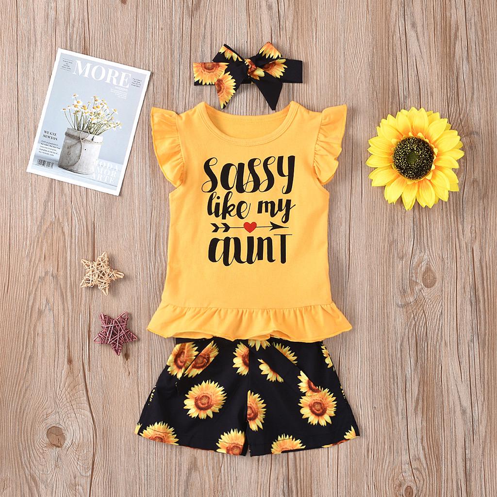 Details about Infant Kids Baby Girls Sunflower Print Tops+Ruffles Shorts+Headbands Outfits Set Details about Infant Kids Baby Girls Sunflower Print Tops+Ruffles Shorts+Headbands Outfits Set