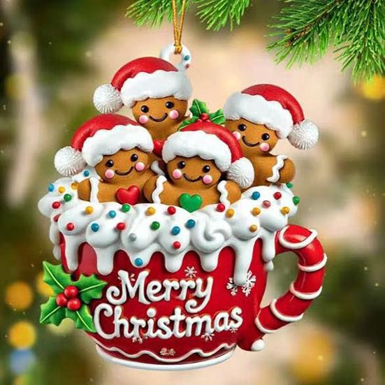 Gingerbread Man Christmas Ornament Resin Hanging Decor for Tree & Home Festive Cookie Figurine for Xmas Decorations