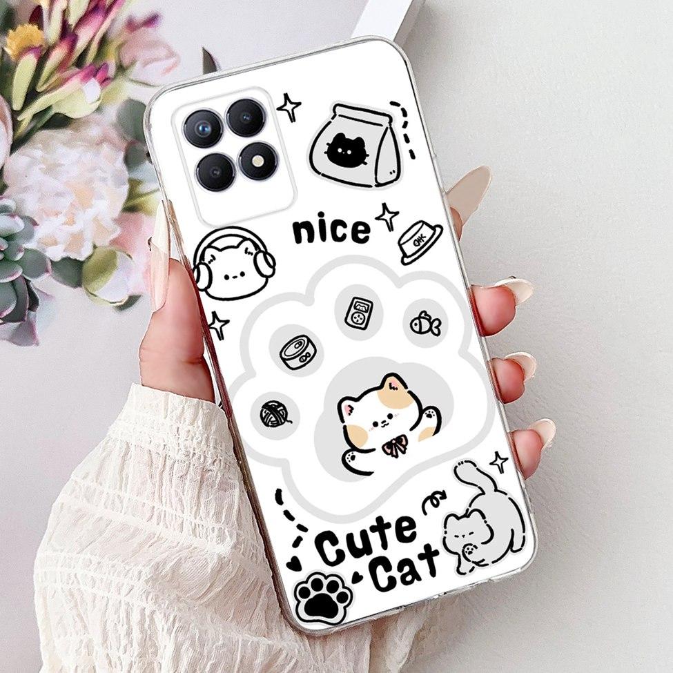 Clear Cover For Realme 8i Case RMX3151 Luxury Butterfly Love Flowers Cool Painted Phone Case For Realme Narzo 50 RMX3286 Cover