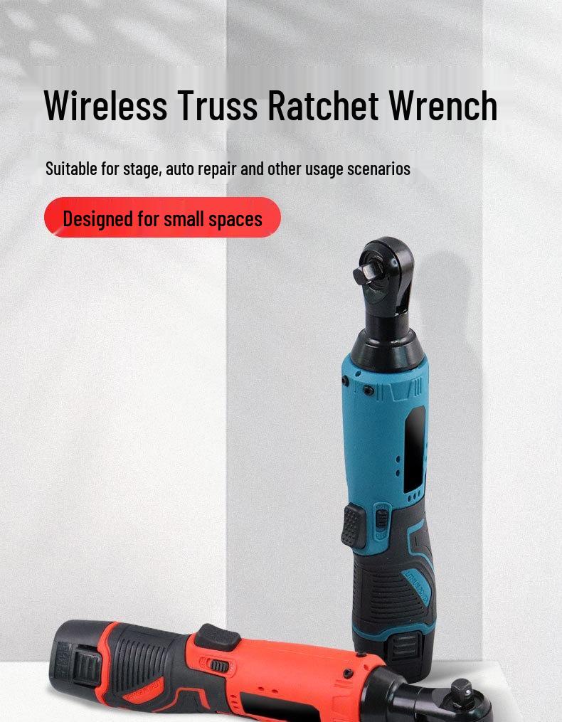 3/8" Cordless 90° Right Angle Electric Ratchet Wrench, 12V Rechargeable for Stage Truss & Automotive Use