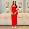C7480 Fashion Women's Halter Rhinestone Beaded Bodycon Dress - Europe & America Style