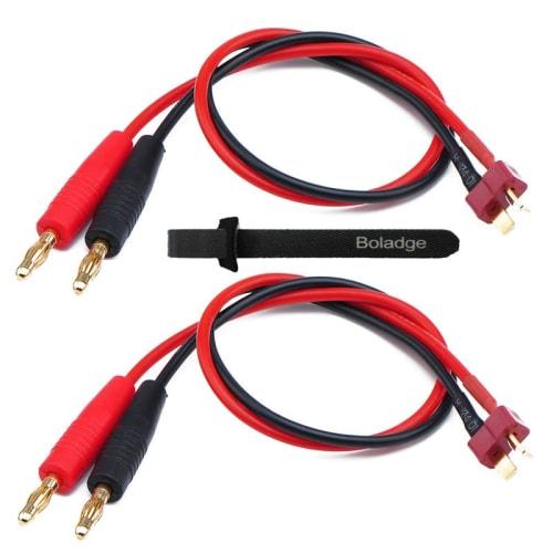 Boladge 2-Pack T-Type Plug Male Connector to 4.0mm Banana Plug Bullet Connector Adapter Cable, 30CM 14AWG Cable