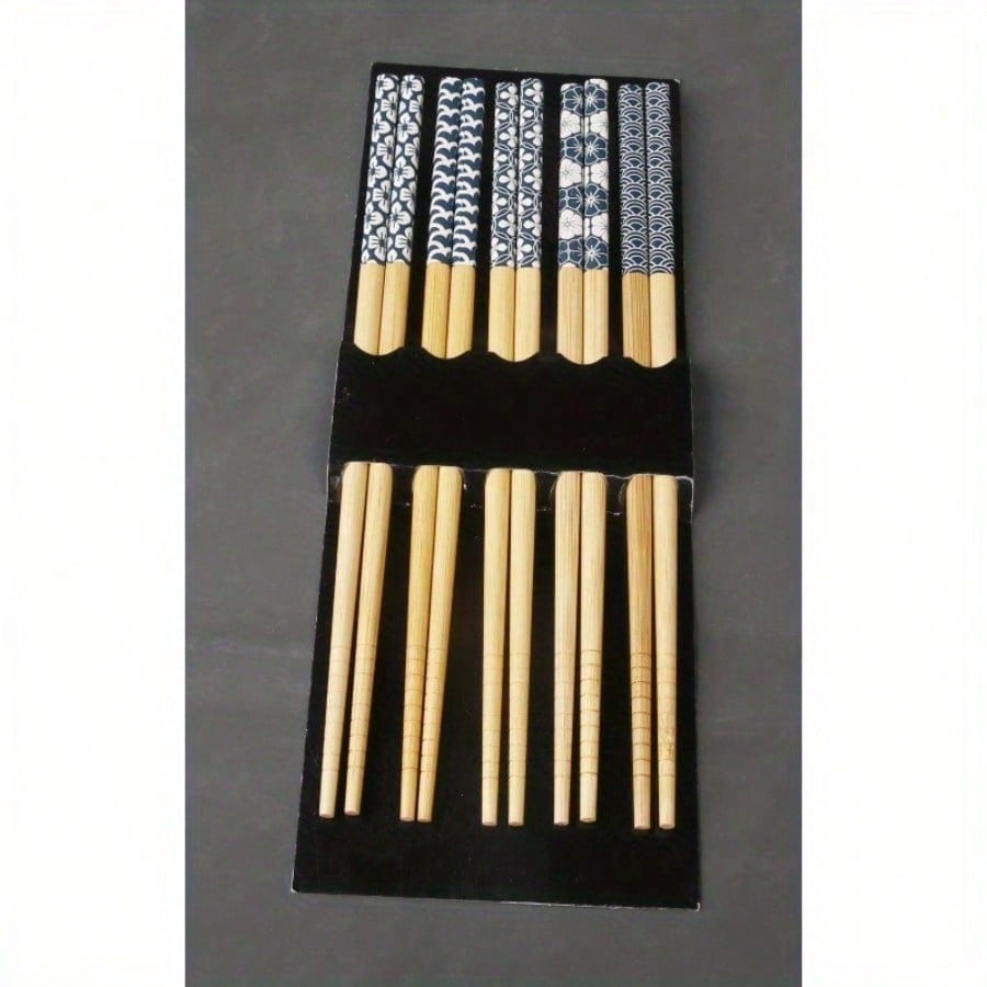 5 Paar wiederverwendbare Essstäbchen für Sushi, rutschfeste Essstäbchen für Lebensmittel, chinesische Essstäbchen, Geschirr, Geschenk, Küchenutensilien