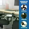 2-i-1 Universell Skrivebordskoppholder Justerbar Oppgradert Klemmearm Stativ 360 Graders Roterende Bordkantklemme Anti-fall Koppholder