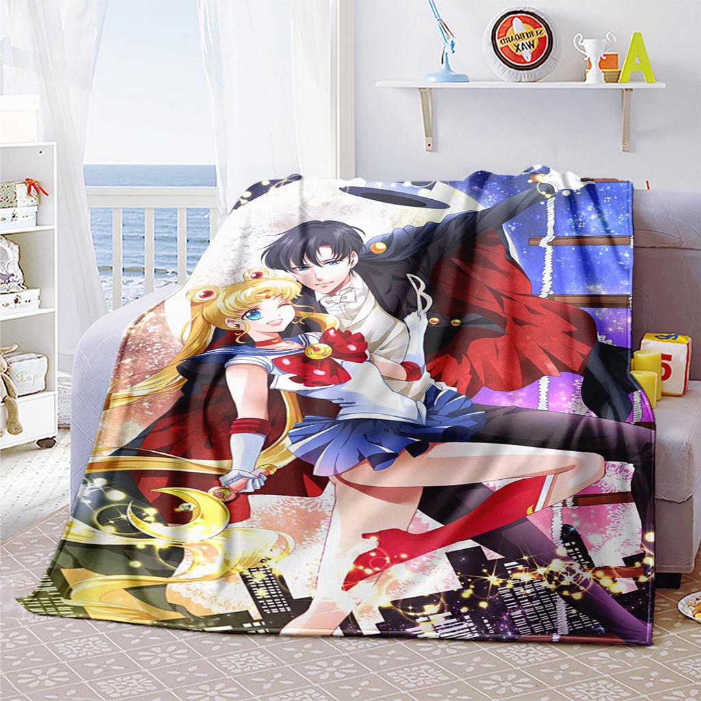 Japanischer Anime niedliches Cartoon-Thema Sailor Moon Tsukino Usagi Decke geeignet für Heimbetten, Sofabezüge, Büro-Nickerchen, Outdoor-Warme Decken O15