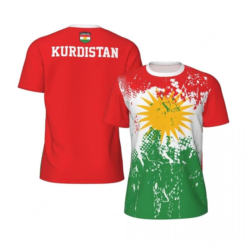 Kurdistan Flag National Emblem Graphic T-shirts Mens Football Jersey Fashion 3D Printed Sports Casual  Breathable Men's T-shirts