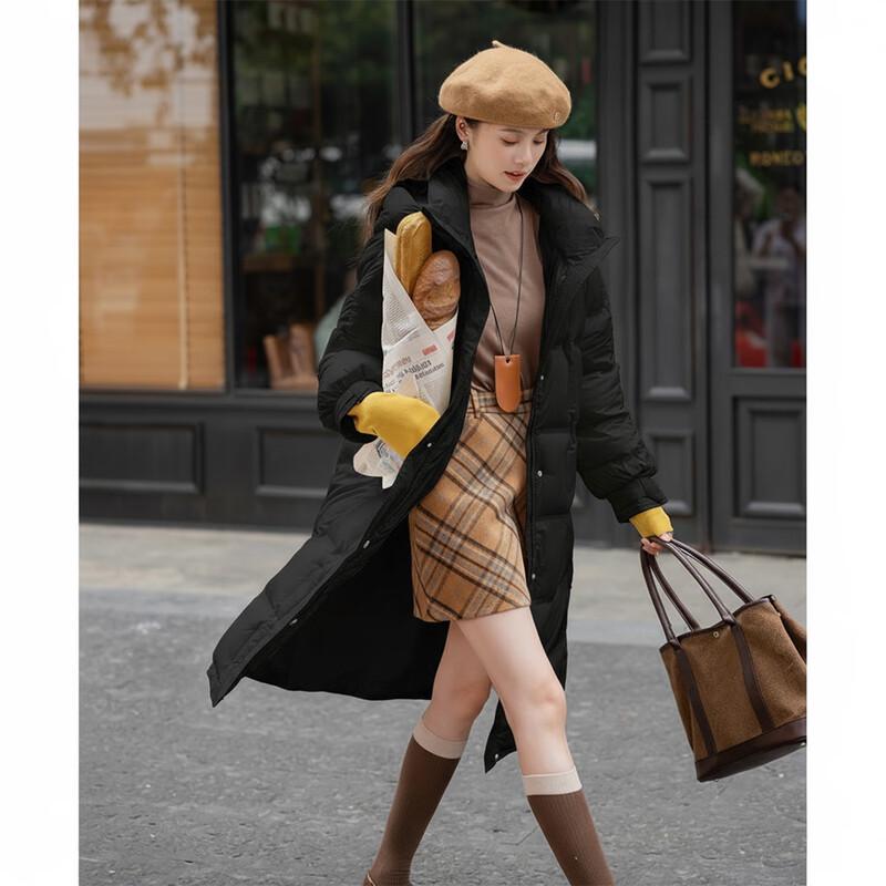 Mocana Women's Long Hooded 90% White Duck Down Puffer Jacket