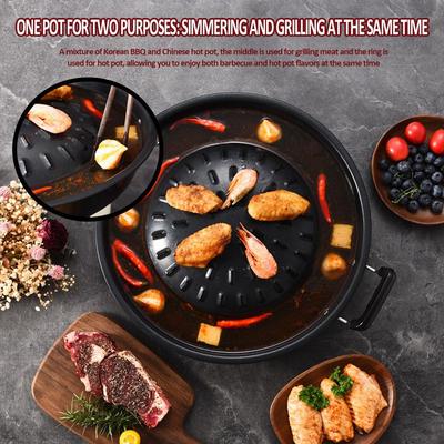 Tout-en-un Hot Pot et Grill Panier à poisson réutilisable Robuste Résistant à l'usure Poêle à griller pour barbecue à utiliser Plateau à griller multifonction