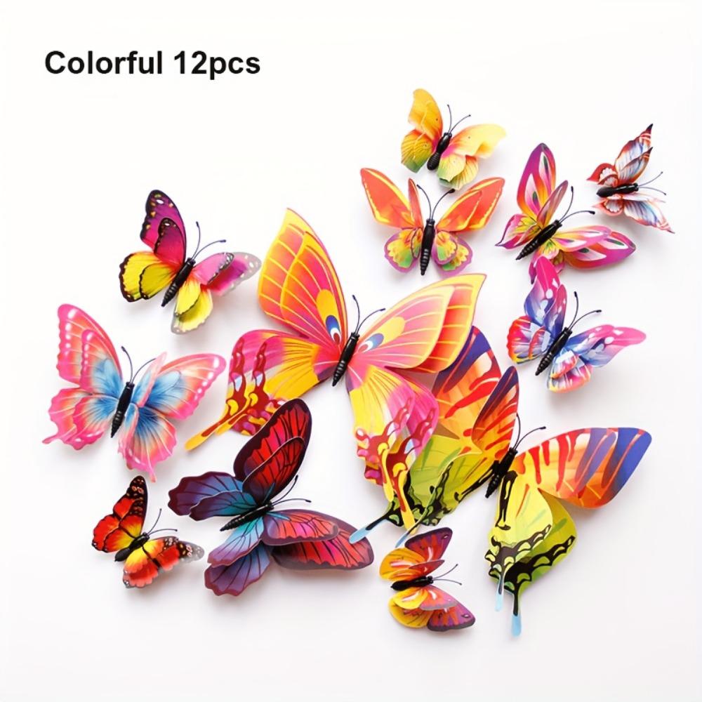 12pcs, Butterfly Wall Decor, 3D Butterflies Stickers For Party Decorations With Magnets, Removable Wall Stickers Room Decor, Scene Decor