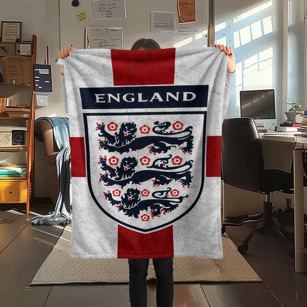 1PC England National Football Team Patterned Flannel Blanket Suitable For All Seasons for Home Decor Warmth and Comfort Gifts Holiday Present