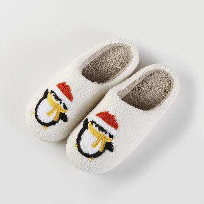 New Christmas Penguin Christmas Warm Winter Cotton Slippers Couple Men's and Women's Platform Soft-soled Shoes Thickened Non-slip