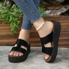 Fashion Ladies Fashion Slippers Mid Heel Anti-slip Round Head Shoes for Women Sense of Luxury Open Toes Comfortable