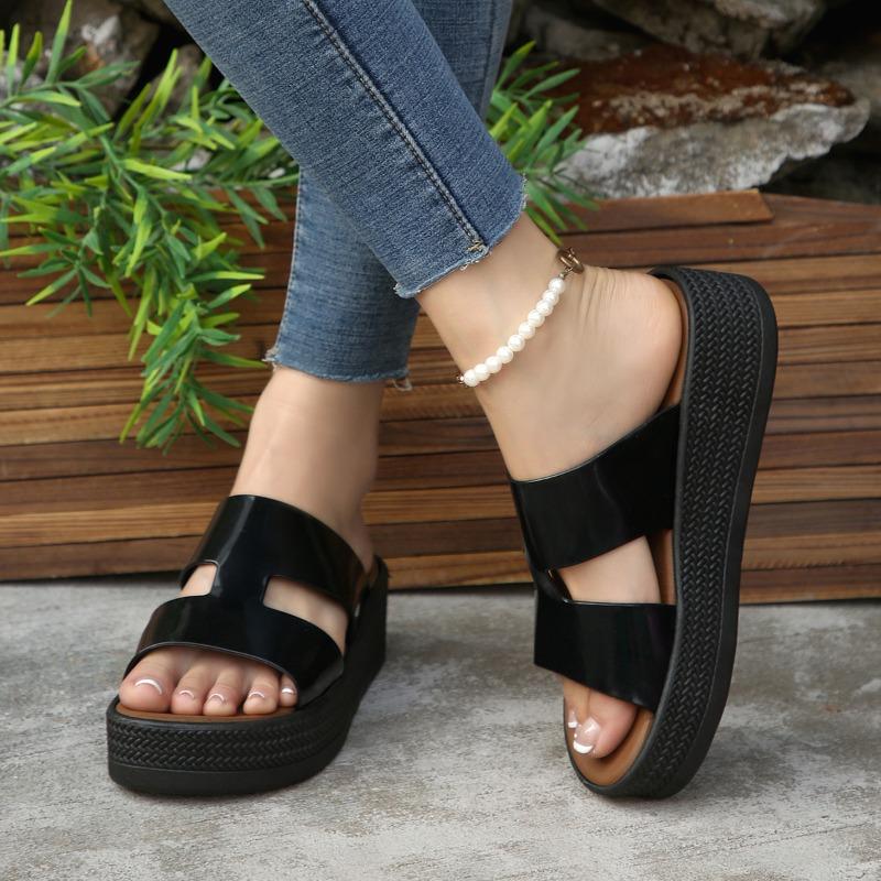 Fashion Ladies Fashion Slippers Mid Heel Anti-slip Round Head Shoes for Women Sense of Luxury Open Toes Comfortable