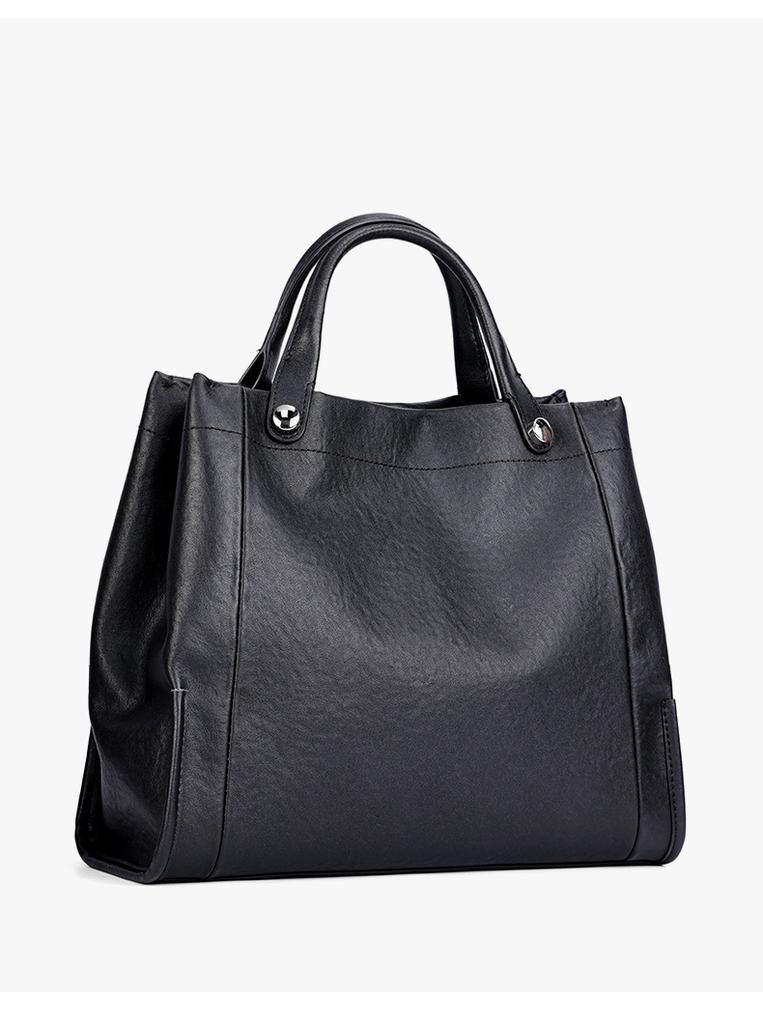 2026 Spring Women's Vintage Simple Genuine Cowhide Leather Tote Bag Ladies Luxury Designer Large Capacity Shoulder Crossbody Bag
