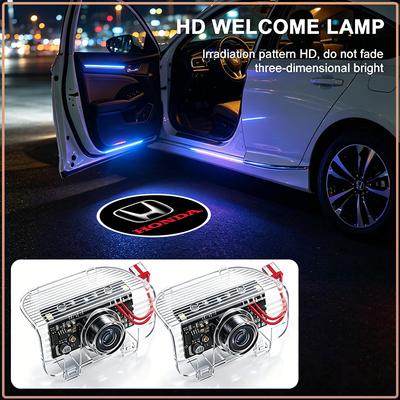 2pcs/Set Welcome LED Light Car Door Badge Wireless HD Projector Lamp For Honda Civic Fit City Cry Accord CB500 Cb650r Forza 125 Hrv