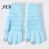 Fashionable Cold Protection Gloves Knitted Touchscreen for Men Women, Winter Warm Thermal Gloves, Thickened Solid Color Daily Use Plush Lining Mittens