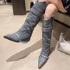 High Heels Women Cowboy Boots Pointed Toe Designer Shoes Luxury High Boots 2025 Winter Goth Pumps Chelsea Botas Mujer