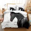 Horse Duvet Cover Set White and Brown Horse Print Bedding Set Wild Animal Pattern Farmhouse Cowboys Queen Polyester Quilt Cover