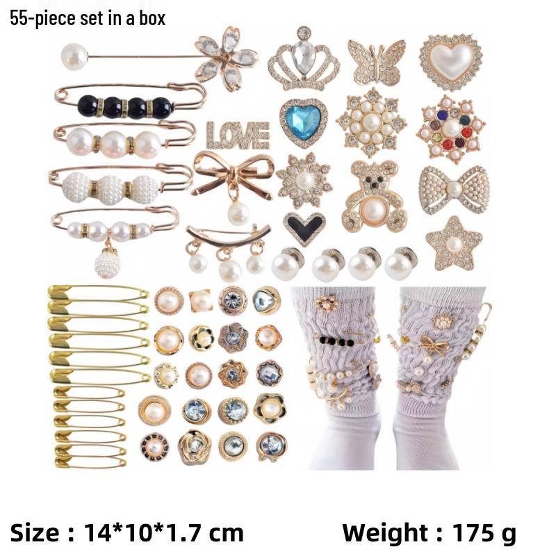 Gold Socks Charm Brooch: Shiny Jewelry Pin and Safety Pin for Sock Accessories