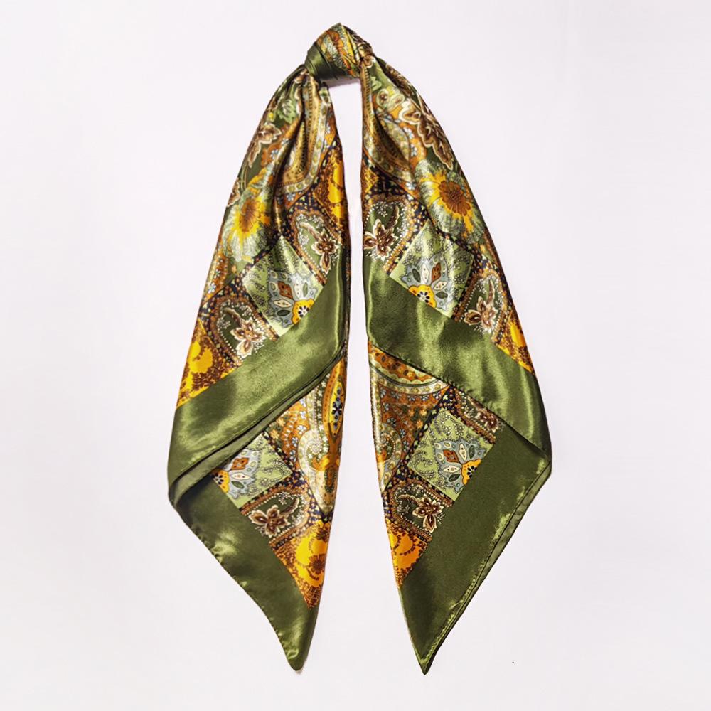 Women s Headscarf – Cashew Flower Print, 90cm – Versatile Headscarf for Women 90x90cm