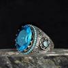 Diamantbesetzter Edelsteinring Herren Persönlichkeit Retro Hip-Hop Graviertes Muster Ring Trendiger Cooler Schmuck