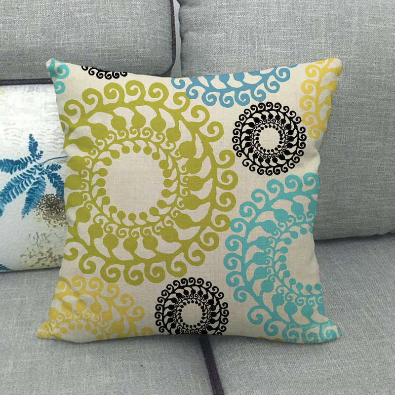 Circular Geometric Pattern Digital Printing Short Plush Pillow Covers For Car Sofa Office Cushion Cover Home Goods
