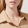 18K Gold Plated Double Layer Pendant Necklace Stainless Steel Bead Chain Disc Pendant Neck Chain Versatile Necklace