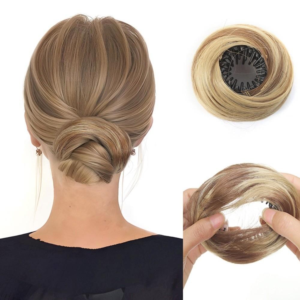 Синтетический пучок волос на заколке, прямая текстура, небрежный пучок-пончик, мини-пучок в форме круга, эластичные заколки, пучок в форме птичьего гнезда