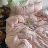 Seersucker Cloud Cotton 4Pcs Set Solid Color Bed Sheet Mattress Quilt Cover 3Pcs Set