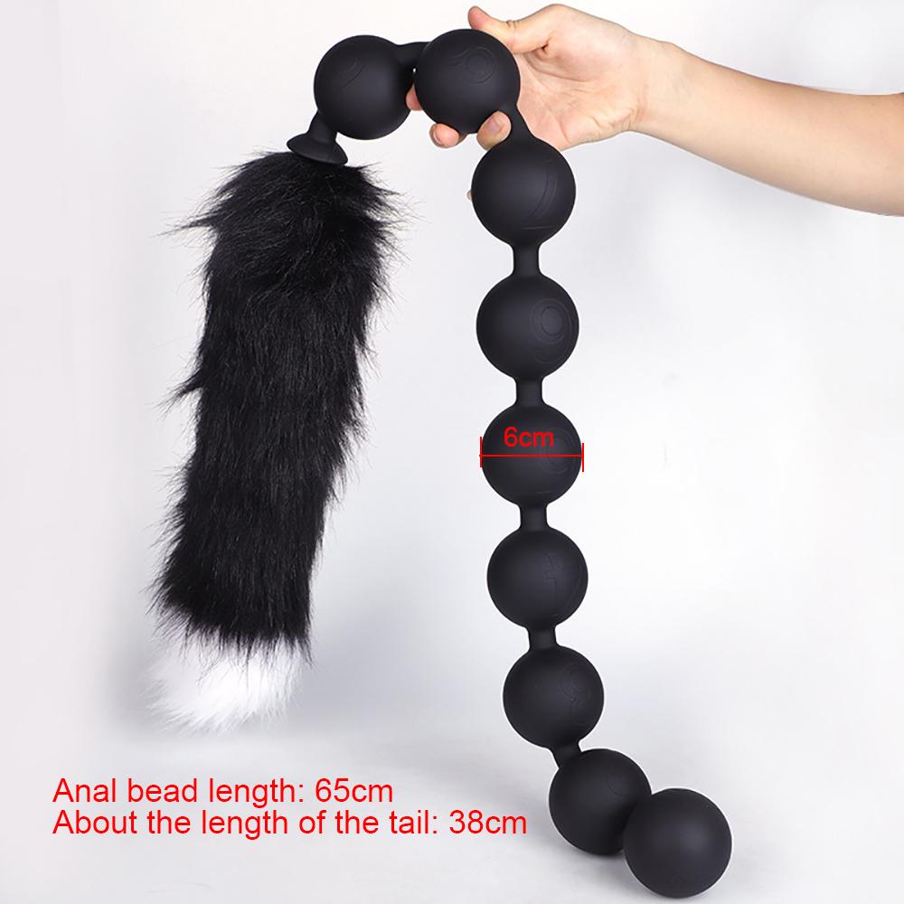 Huge 9 Ball Anal Plug Tail Sex Toys For Men Women Anal Dilator Soft Butt Plug with Tail Anal Beads Sex Party Erotic Toy Butplug