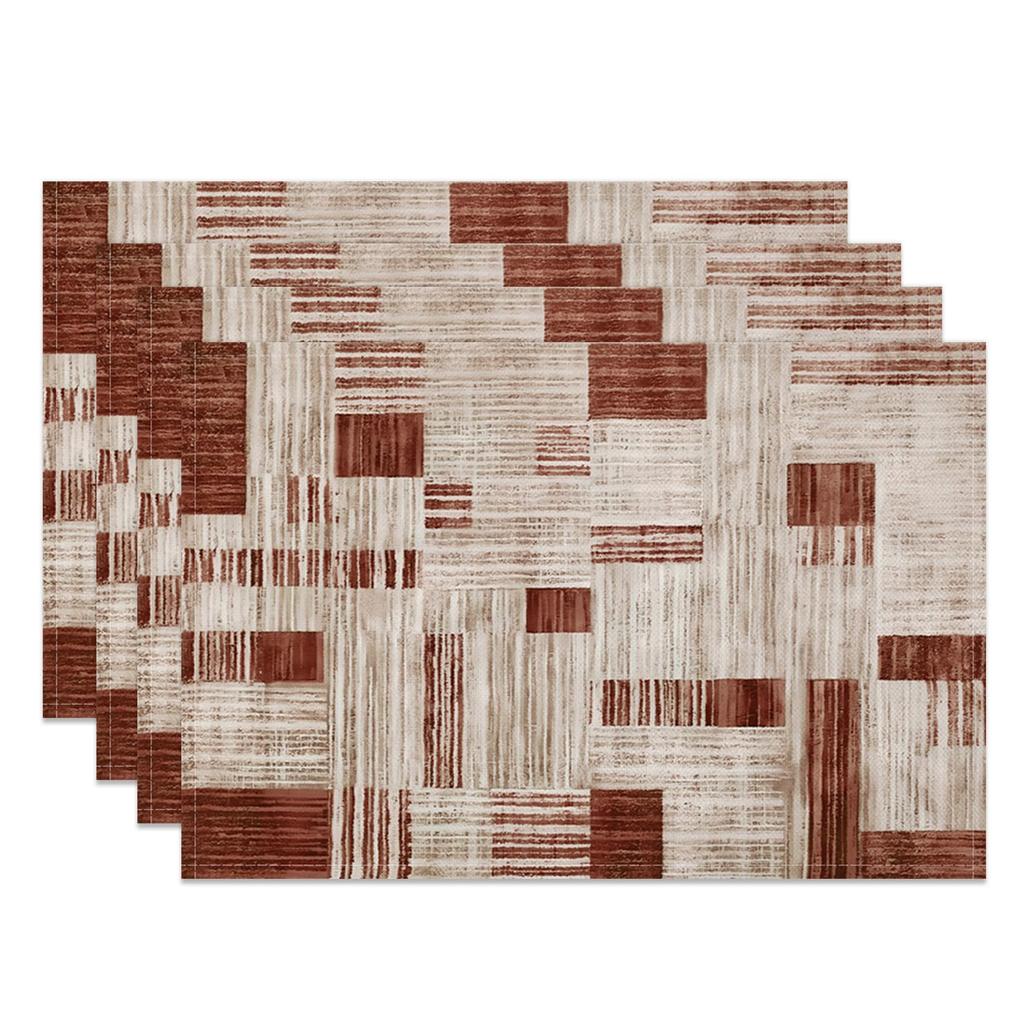 Blau-Graues Ombre Kunst-Tischset Set of 4 Modern Abstrakt Geometrische Blöcke Tischmatten 12x18 Zoll für Küchen-Esstisch-Dekoration Hitzebeständig Wasser