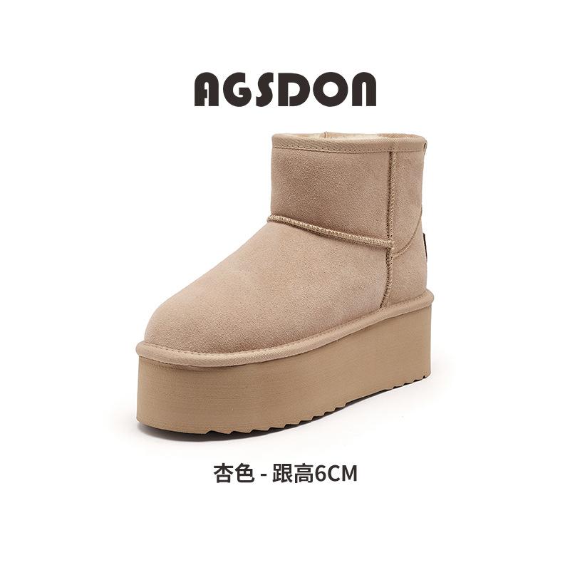 Augustine Platform Snow Boots 2025 New Winter Leisure One-pedal Velvet Short Boots Thickened Bread Cotton Shoes