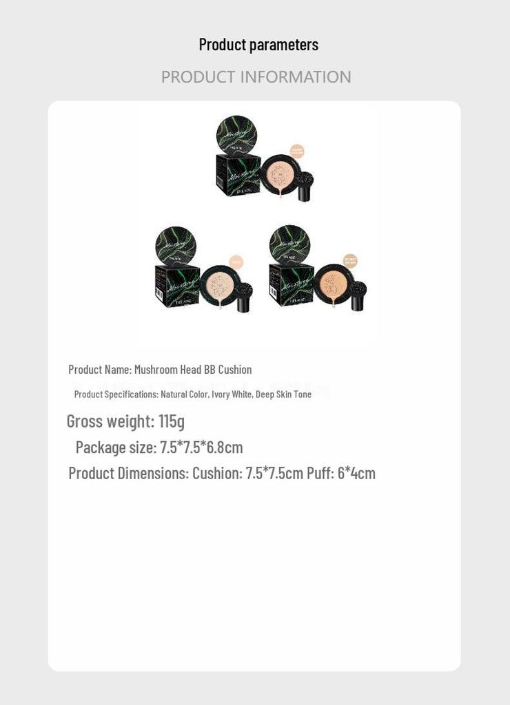 EELHOE Mushroom Head BB Cream: Conceals Blemishes, Brightens, Natural Finish Foundation.