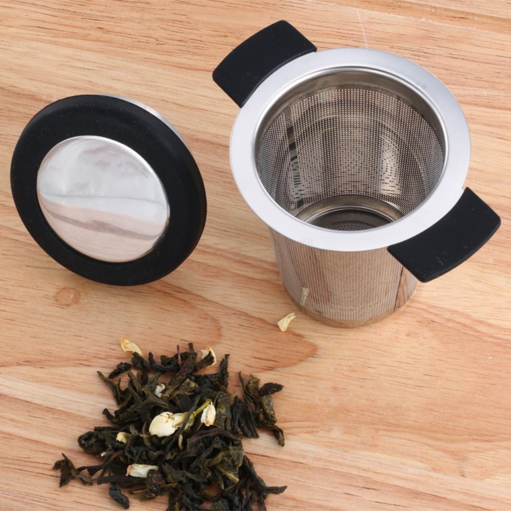 

Prmeium Stainless Steel Loose Leaf Teapot Easy To Clean Double Handle Tea Infuser Reusable with Lid Mesh Filter Steep Tea чорний