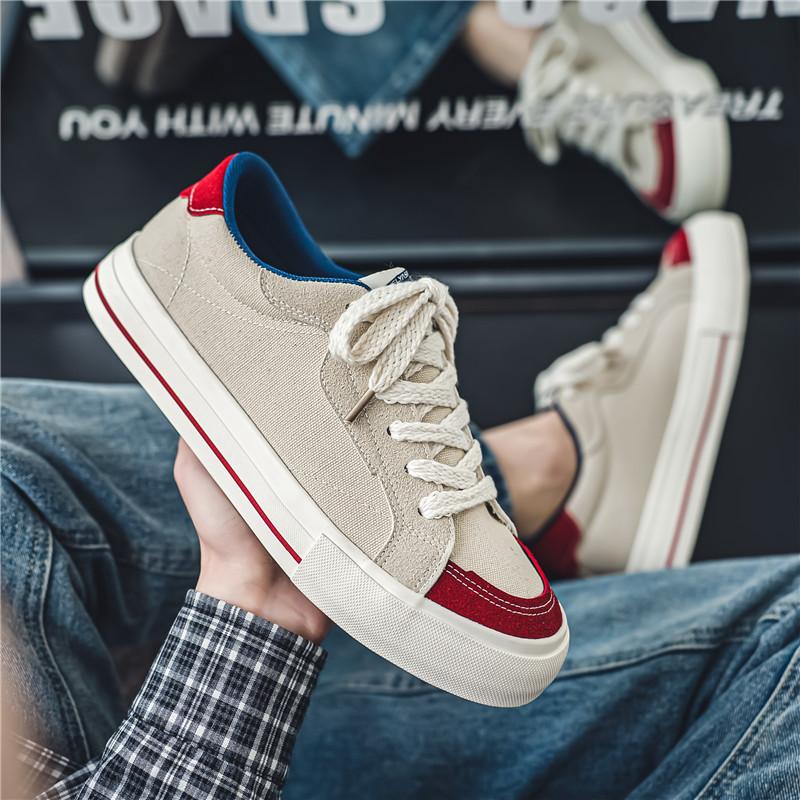 Men's shoes trendy shoes summer niche black casual canvas shoes Korean board retro versatile sports big head board shoes men's