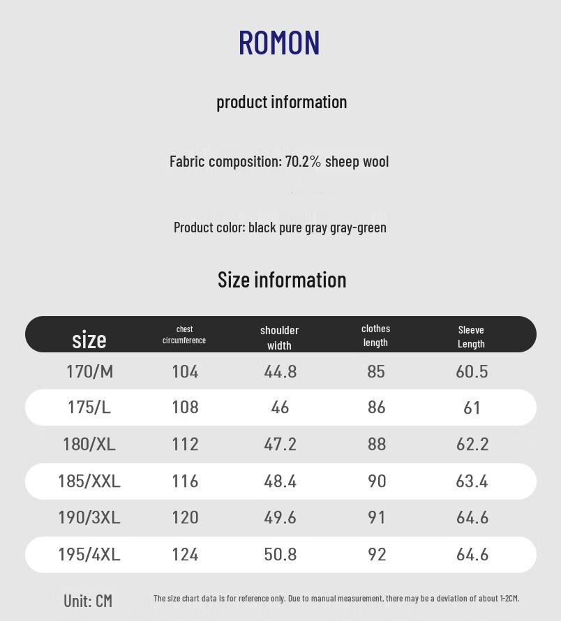 ROMON Men's Wool Blend Mid-Length Coat