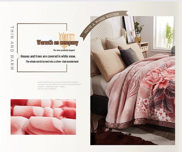 Thick Winter Double-Layer Raschel Flannel Wedding Gift Blanket