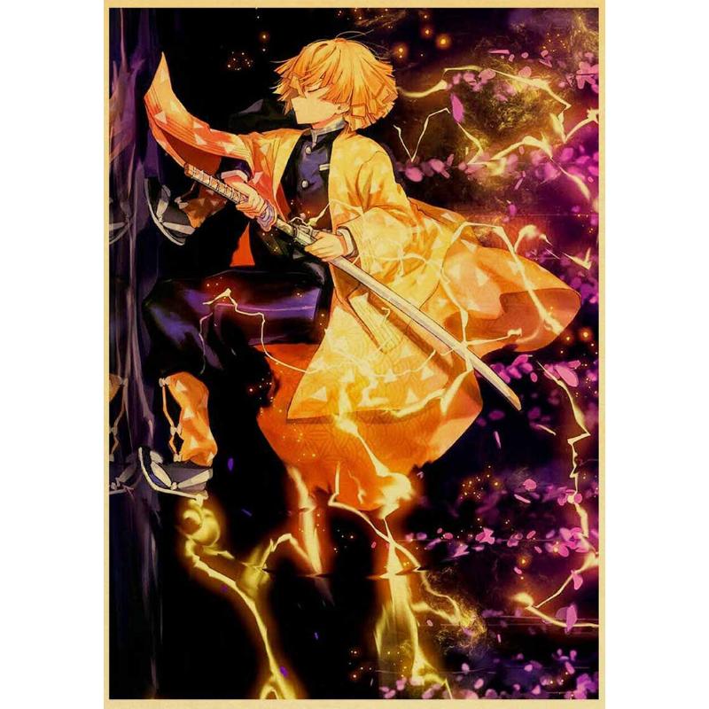 

Классические аниме плакаты «Убийца демонов» эстетический ретро плакат на крафт-бумаге домашний декор наклейки на стену спальня бар кафе художественная живопись 42x30cm