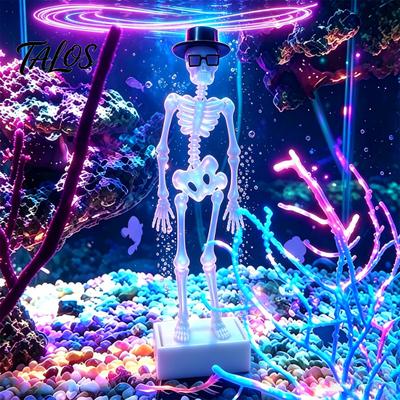 Nieuwigheid Tank Decoratie voor Enthousiastelingen Dansend Skelet Aquarium Bubbler met Verstelbare Luchtstroom, Onderwater 3D Geprint Grappig Ornament Aangedreven