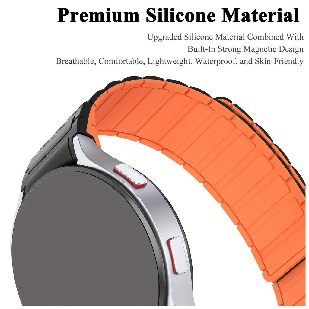 Magnetic Silicone  Band For Samsung Watch Galaxy 7 6 5 4 44mm 40mm 4/6 Classic 43mm 47mm 42 46mm 5Pro 45mm No Gaps 20mm Strap