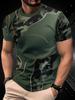 Herren Freizeit-Rundhals-Shirt, Polyester-Strickstoff, Stil, Kurzarmshirt, Mit 3D-Zahlen- und Buchstabenaufdruck, Leicht elastisch, Geeignet